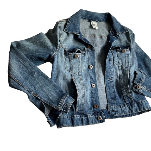 H&M Women’s Size 4 Denim Collared Button Up Jacket Long Sleeve Cotton Blue - Picture 5 of 8